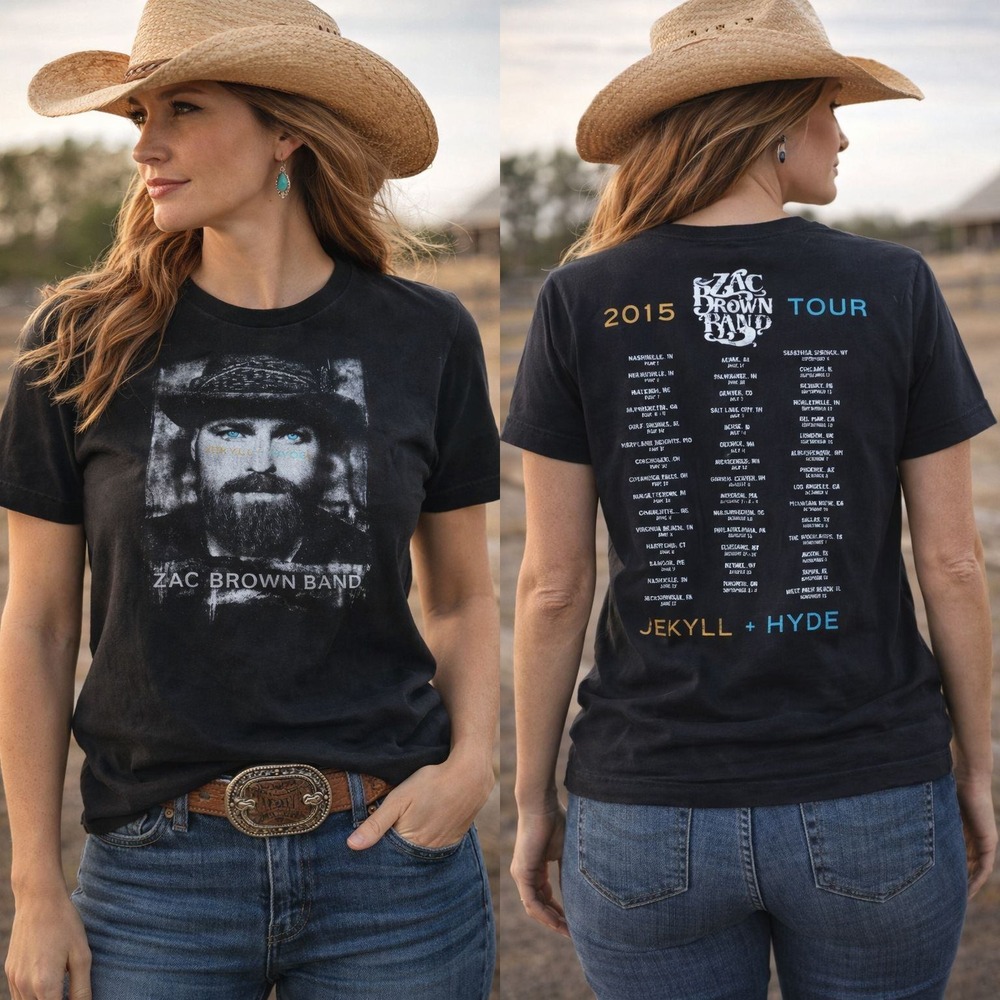 Zac Brown Band 2015 Tour Jekyll + Hyde Graphic Double Hit T Shirt‎ Black Small